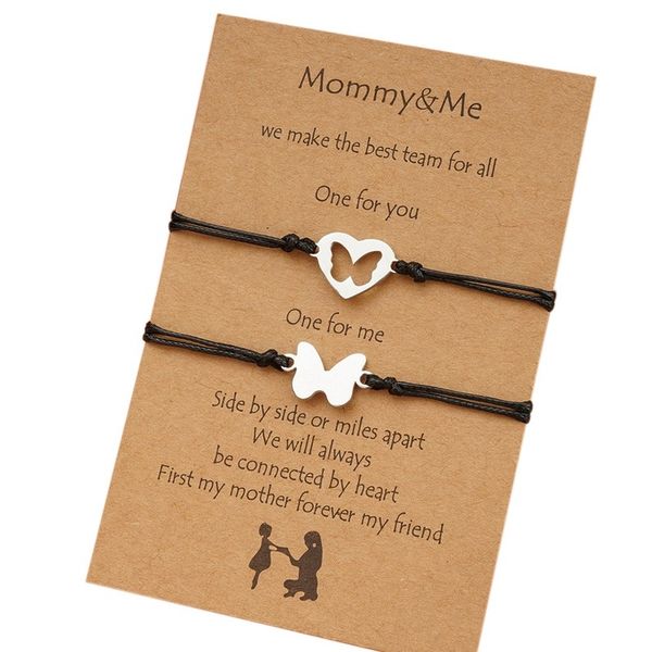 new mother's day card bracelet 2pcs hollow love heart handmade woven adjustable rope hand bracelets for mother and daughter, Black
new mother's day card bracelet 2pcs hollow love heart handmade woven adjustable rope hand bracelets for mother and daughter, Black