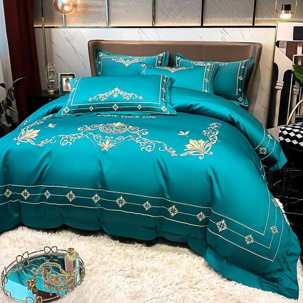 bedding sets high qualit home textiles washed silk cotton gold embroidery set luxury quilt/duvet cover bed sheet linen pillowcases 
bedding sets high qualit home textiles washed silk cotton gold embroidery set luxury quilt/duvet cover bed sheet linen pillowcases