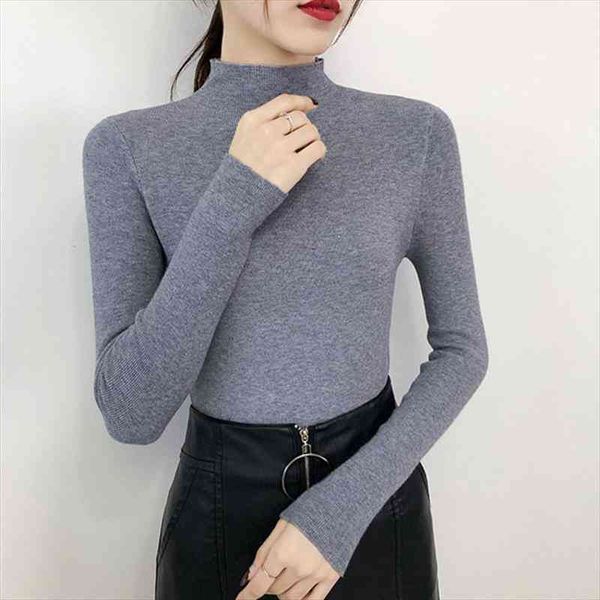 women solid half turtleneck knitted pullovers sweaters causal autumn winter primer shirt long sleeve slim-fit tight jumper, White;black
women solid half turtleneck knitted pullovers sweaters causal autumn winter primer shirt long sleeve slim-fit tight jumper, White;black