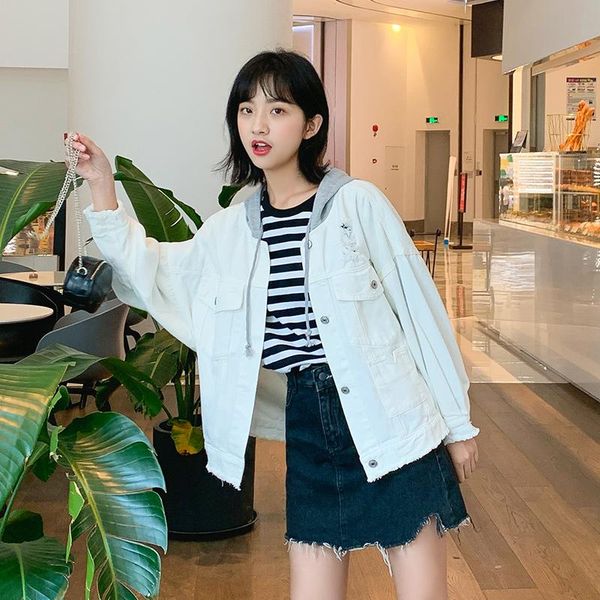 women's jackets hooded denim jacket casual loose long-sleeved single-breasted worn 2021 korean style autumn clothing, Black;brown
women's jackets hooded denim jacket casual loose long-sleeved single-breasted worn 2021 korean style autumn clothing, Black;brown