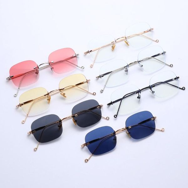 sunglasses 1pc fashion rimless uv400 gradient ocean lens small square summer streetwear accessories, White;black
sunglasses 1pc fashion rimless uv400 gradient ocean lens small square summer streetwear accessories, White;black