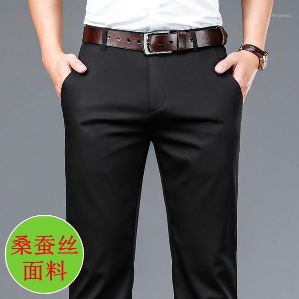men's pants trousers spring and summer business dress mulberry silk middle-aged young loose straight leisure, Black
men's pants trousers spring and summer business dress mulberry silk middle-aged young loose straight leisure, Black