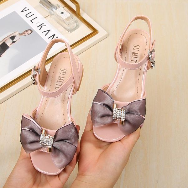 

children's beach sandals for girl princess dress elegant summer fashion bow wedges shoes kids 2021 3 5 6 7 9 11 12 years, Black;red