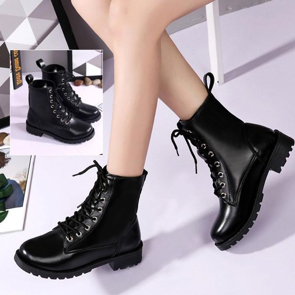 boots women fashion leather middle lace-up thick round toe shoes outdoor pu sxyz224, Black
boots women fashion leather middle lace-up thick round toe shoes outdoor pu sxyz224, Black