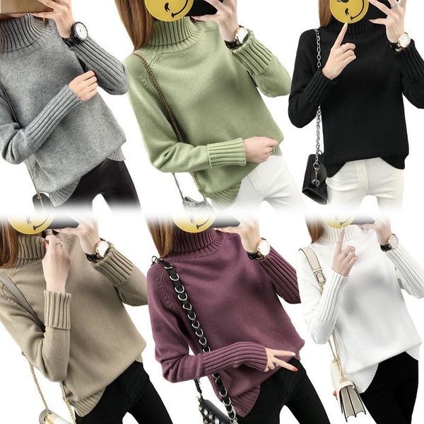 women's sweaters leisure autumn winter korean solid color turtleneck pullover sweater stretch slim long-sleeved bottoming knitted, White;black 
women's sweaters leisure autumn winter korean solid color turtleneck pullover sweater stretch slim long-sleeved bottoming knitted, White;black