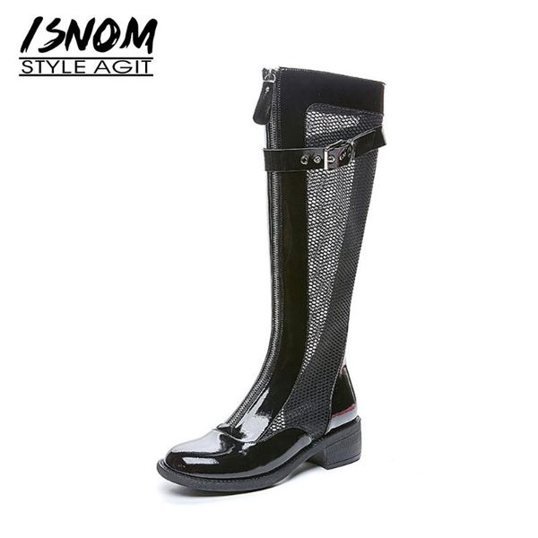 boots isnom women knee high mesh patent leather chunky heels shoes woman boot platform motorcycle buckle strap, Black
boots isnom women knee high mesh patent leather chunky heels shoes woman boot platform motorcycle buckle strap, Black