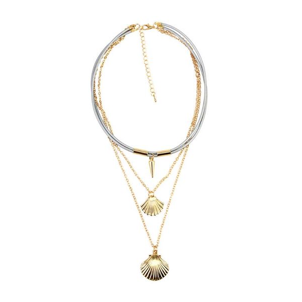 pendant necklaces fashion alloy shell necklace women trendy punk pu leather gold multilayer clavicle chain collar jewelry, Silver
pendant necklaces fashion alloy shell necklace women trendy punk pu leather gold multilayer clavicle chain collar jewelry, Silver