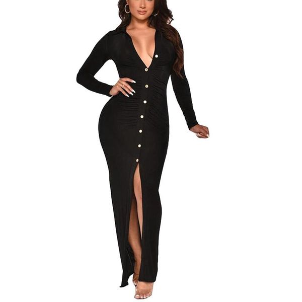 casual dresses women long sleeve dress plain color button-down turn-down collar slim fit maxi elegant clothes, Black;gray
casual dresses women long sleeve dress plain color button-down turn-down collar slim fit maxi elegant clothes, Black;gray
