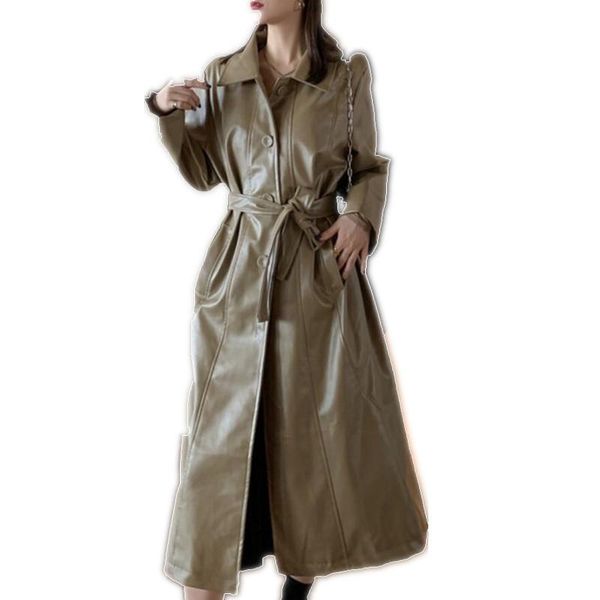 women's trench coats pu leather for women slim waist long windbreaker with sashes elegant, Tan;black
women's trench coats pu leather for women slim waist long windbreaker with sashes elegant, Tan;black