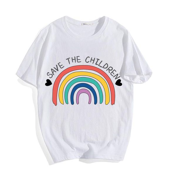 womenfashion clothing summer women t-shirt harajuku simple rainbow print short sleeve casual graphic t shirts women's, White