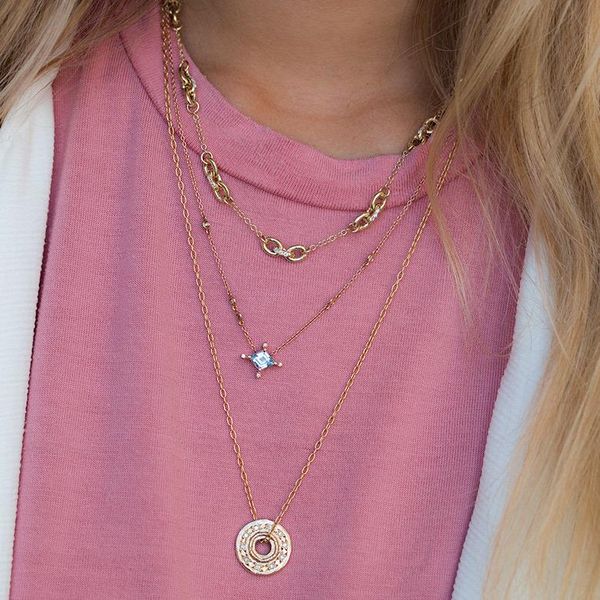 pendant necklaces drop link chain with cubic zirconia charm women necklace european rock style gold color simple, Silver 
pendant necklaces drop link chain with cubic zirconia charm women necklace european rock style gold color simple, Silver