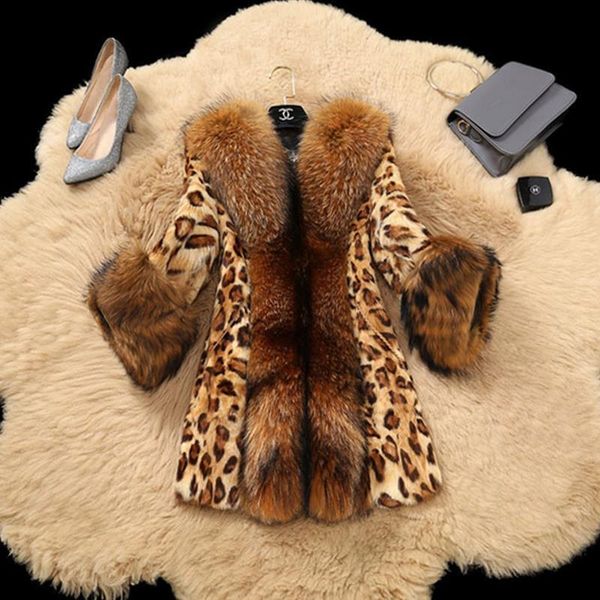 women's fur & faux big collar coat winter women 2021 jacket long slim thick warm leopard print pakras female coats, Black
women's fur & faux big collar coat winter women 2021 jacket long slim thick warm leopard print pakras female coats, Black