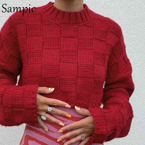 sampic 2021 winter o neck knitted cotton long sleeve loose women mini plaid sweater pullovers knitwear jumpers y2k fashion y1110, White;black
sampic 2021 winter o neck knitted cotton long sleeve loose women mini plaid sweater pullovers knitwear jumpers y2k fashion y1110, White;black