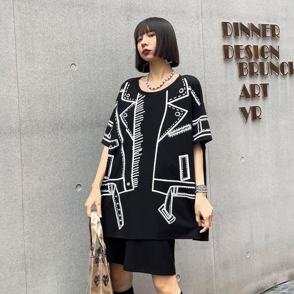 women's t-shirt summer chic hit color irregular print woman tshirts high street half sleeve loose design fashion casual bottoming t shi, White
women's t-shirt summer chic hit color irregular print woman tshirts high street half sleeve loose design fashion casual bottoming t shi, White