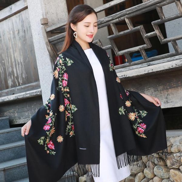 scarves black embroidery flower shawl women warm autumn winter fashion female large tassel scarf, Blue;gray
scarves black embroidery flower shawl women warm autumn winter fashion female large tassel scarf, Blue;gray