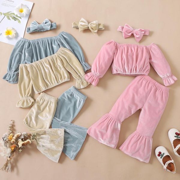 clothing sets girls casual three-piece clothes set solid color long sleeve off shoulder headdress and flared pants outfit 1-5y, White
clothing sets girls casual three-piece clothes set solid color long sleeve off shoulder headdress and flared pants outfit 1-5y, White