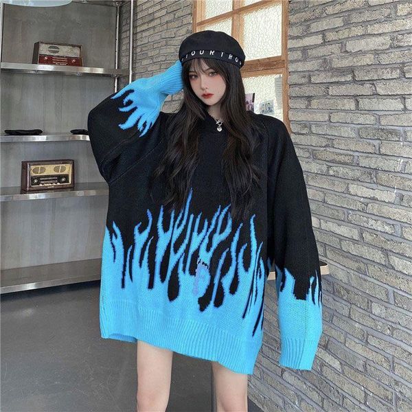 women's sweaters gothic sweater woman's oversized o-neck 2021 autumn winter korean fashion high street hip-hop style loose clothes, White;black
women's sweaters gothic sweater woman's oversized o-neck 2021 autumn winter korean fashion high street hip-hop style loose clothes, White;black