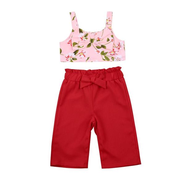 summer kids girl's clothing set flower print bowknot sleeveless sling and pants 2pcs suit outfits 2-7y sets, White
summer kids girl's clothing set flower print bowknot sleeveless sling and pants 2pcs suit outfits 2-7y sets, White