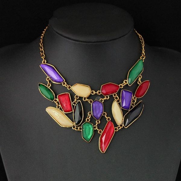 cirgen fashion vintage multi color geometric resin pendants choker statement collar necklace women jewelry item,af892 chokers, Golden;silver 
cirgen fashion vintage multi color geometric resin pendants choker statement collar necklace women jewelry item,af892 chokers, Golden;silver