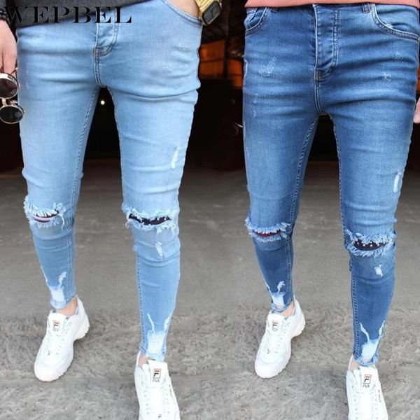 jeans men's fashion solid color slim-fit mid-waist pencil trousers spring autumn leisure ripped pocket denim, Blue
jeans men's fashion solid color slim-fit mid-waist pencil trousers spring autumn leisure ripped pocket denim, Blue