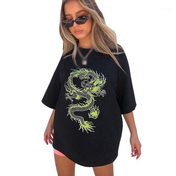 women's t-shirt casual loose dragon printed tee short sleeve shirt women streetwear tshirt #039;, White
women's t-shirt casual loose dragon printed tee short sleeve shirt women streetwear tshirt #039;, White