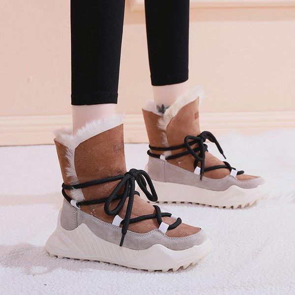 boots genuine leather women snow winter platform shoes ankle for non-slip keep warm wool women's sneakers, Black
boots genuine leather women snow winter platform shoes ankle for non-slip keep warm wool women's sneakers, Black