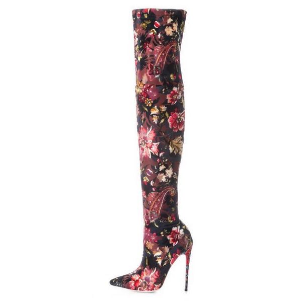boots arrivals women high pointed toe flower print leather sock thigh 2021 plus size stretch over knee boot, Black
boots arrivals women high pointed toe flower print leather sock thigh 2021 plus size stretch over knee boot, Black