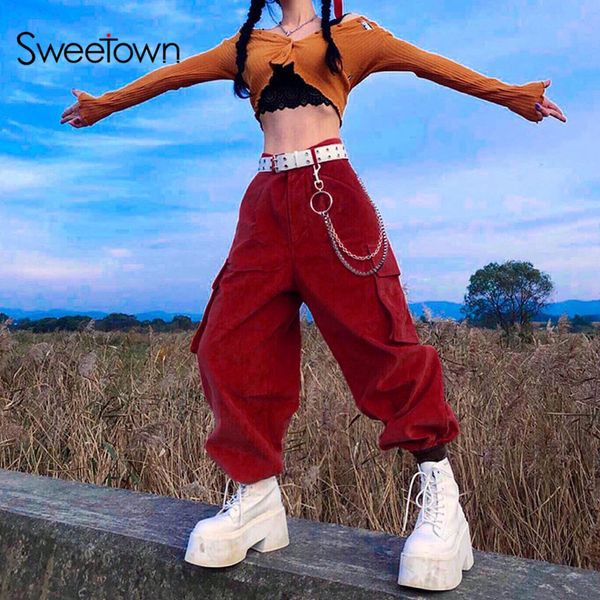corduroy womens cargo pants with big pockets casual baggy joggers female streetwear high waist hippie harem pants 90s, Black;white
corduroy womens cargo pants with big pockets casual baggy joggers female streetwear high waist hippie harem pants 90s, Black;white