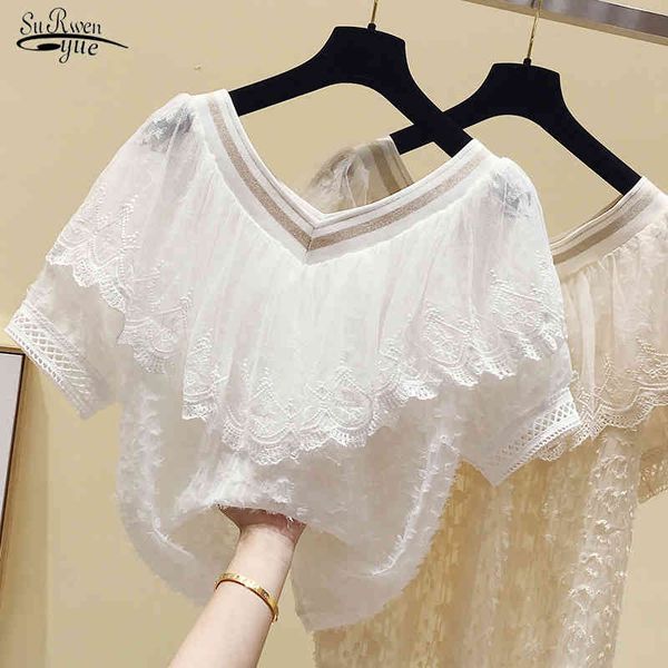 summer lace blouse women v-neck slim sweet solid korean chic tassel short sleeve ruffle stitching chiffon shirt 13497 210508, White
summer lace blouse women v-neck slim sweet solid korean chic tassel short sleeve ruffle stitching chiffon shirt 13497 210508, White