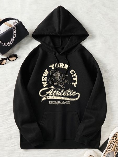 letter & eagle print kangaroo pocket drawstring thermal hoodie m54n#, White;black
letter & eagle print kangaroo pocket drawstring thermal hoodie m54n#, White;black