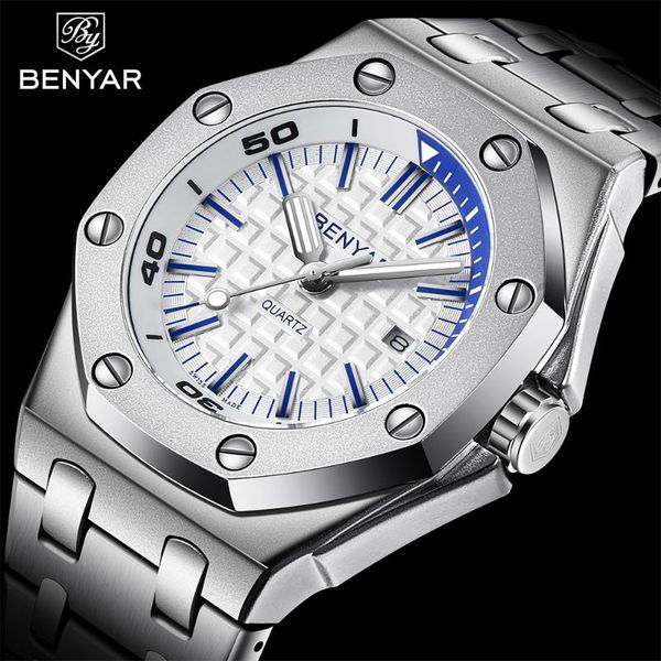 wristwatches benyar 2021 sports men quartz brand waterproof 30m luxurious stainless steel watch for reloj hombre, Slivery;brown
wristwatches benyar 2021 sports men quartz brand waterproof 30m luxurious stainless steel watch for reloj hombre, Slivery;brown