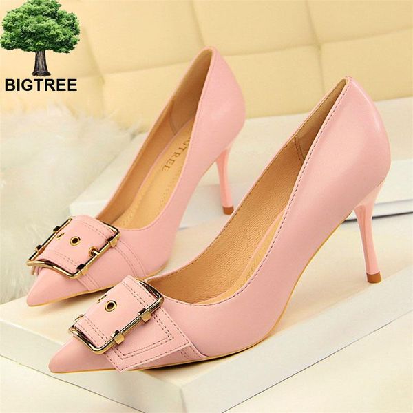 dress shoes bigtree mature metal belt buckle office women pumps pointed toe fashion shallow women's high heels solid pu leather, Black
dress shoes bigtree mature metal belt buckle office women pumps pointed toe fashion shallow women's high heels solid pu leather, Black