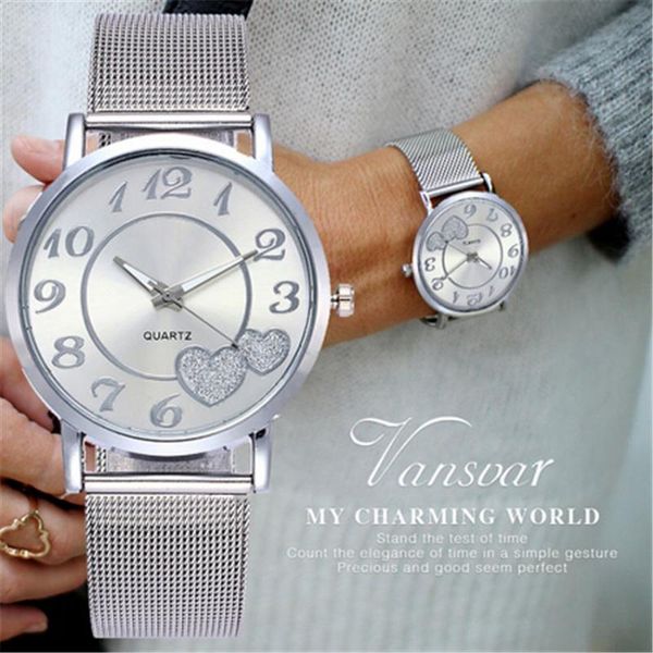 wristwatches vansvar brand fashion silver gold mesh band love dial wristwatch casual women quartz watches gift relogio feminino, Slivery;brown
wristwatches vansvar brand fashion silver gold mesh band love dial wristwatch casual women quartz watches gift relogio feminino, Slivery;brown