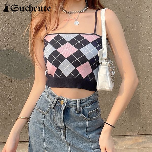 women's tanks & camis argyle plaid sleeveless knitted for women streetwear y2k fashion crop summer casual fitness camisole a, White
women's tanks & camis argyle plaid sleeveless knitted for women streetwear y2k fashion crop summer casual fitness camisole a, White