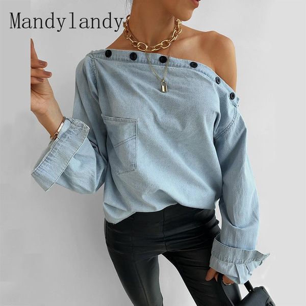 women's blouses & shirts mandylandy shirt casual long sleeve button pocket slash neck off shoulder summer fashion solid denim loose, White
women's blouses & shirts mandylandy shirt casual long sleeve button pocket slash neck off shoulder summer fashion solid denim loose, White