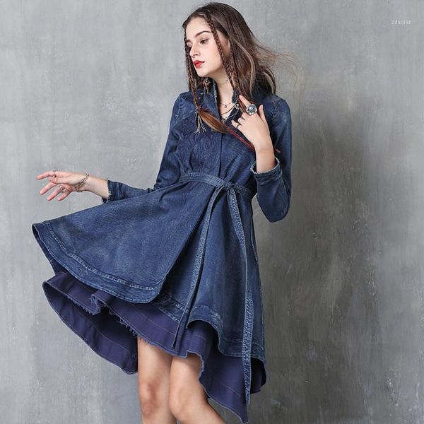 women's trench coats 2021 spring autumn long womens irregular denim cardigan retro buckled belt sleeve jeans dress b75, Tan;black
women's trench coats 2021 spring autumn long womens irregular denim cardigan retro buckled belt sleeve jeans dress b75, Tan;black
