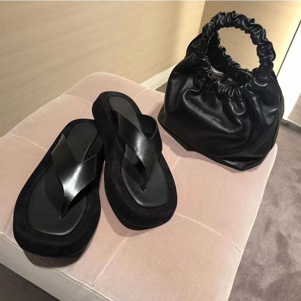 slippers thick bottom platform flip flops women simple leather flat casual beach shoes woman summer mules runway, Black
slippers thick bottom platform flip flops women simple leather flat casual beach shoes woman summer mules runway, Black