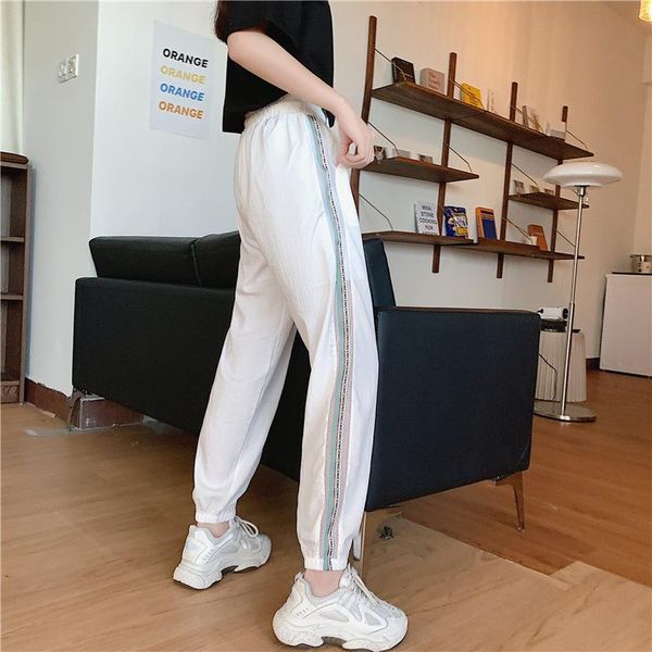 women's pants & capris thin ice silk 2021 grils high waist ankle length harem female summer loose student carrot casual sports, Black;white
women's pants & capris thin ice silk 2021 grils high waist ankle length harem female summer loose student carrot casual sports, Black;white