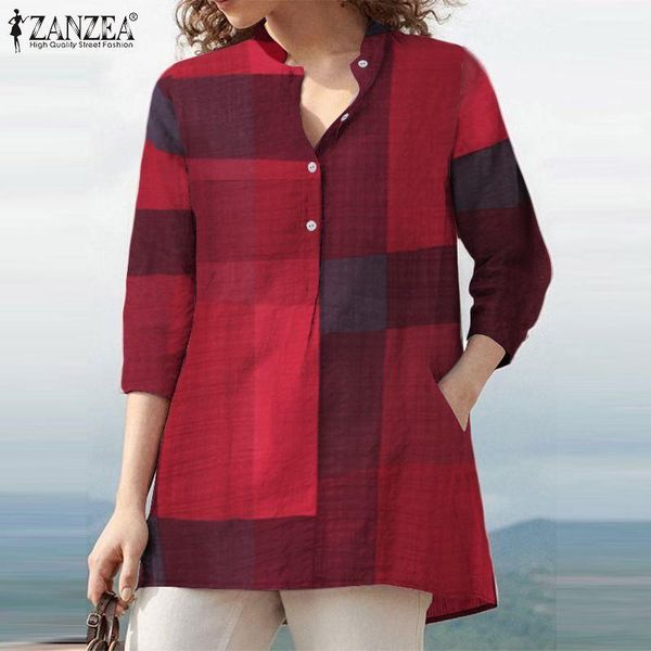 women summer plaid checked blouse zanzea elegant shirt 3/4 sleeve female ol work blusas casual chemise s-5xl vintage tunic women's blo, White
women summer plaid checked blouse zanzea elegant shirt 3/4 sleeve female ol work blusas casual chemise s-5xl vintage tunic women's blo, White