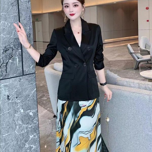 women's suits & blazers summer 2021 casual acetic acid korean solid color blazer elegant temperament intellectual thin suit coat, White;black
women's suits & blazers summer 2021 casual acetic acid korean solid color blazer elegant temperament intellectual thin suit coat, White;black