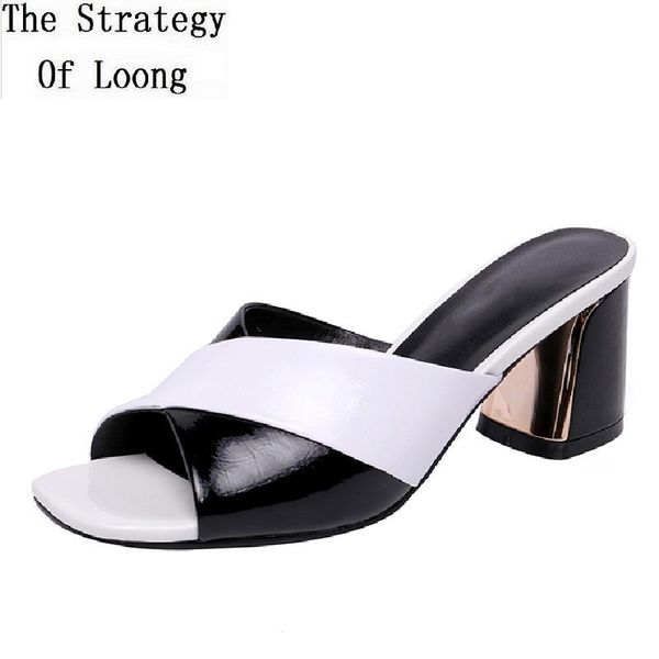 slippers outdoor fashion summer women genuine leather peep toe color block ladies thick high heels square shoes 20210204, Black
slippers outdoor fashion summer women genuine leather peep toe color block ladies thick high heels square shoes 20210204, Black