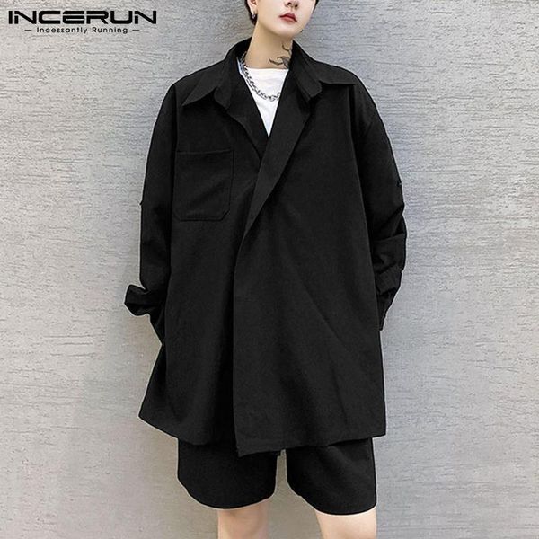 men's tracksuits 2021 incerun long-sleeved shirt five-point pants japanese korean style casual fashion streetwear suit 2 pieces s-5xl, Gray
men's tracksuits 2021 incerun long-sleeved shirt five-point pants japanese korean style casual fashion streetwear suit 2 pieces s-5xl, Gray