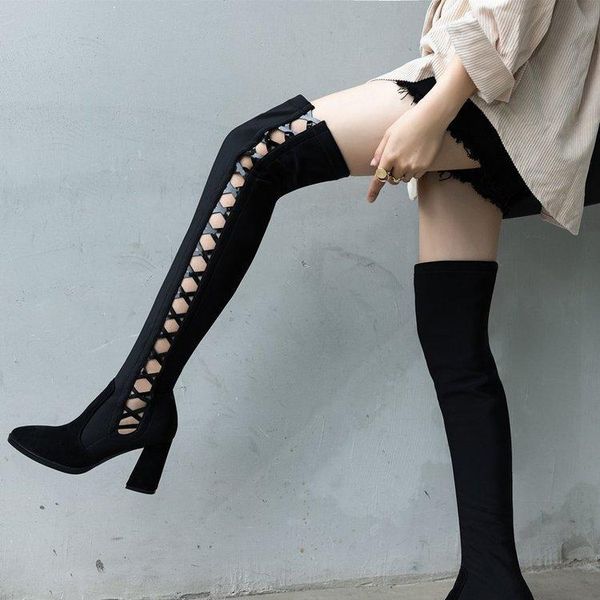 boots 2021 thigh high black suede botas de mujer chic pointed toe slip on shoes woman square heels side cross tied zapatos
boots 2021 thigh high black suede botas de mujer chic pointed toe slip on shoes woman square heels side cross tied zapatos