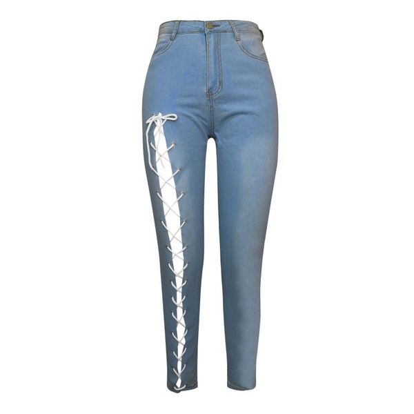 women's jeans 4# split bandage jean femme high waist slim button hole trousers breathable skinny all-match denim, Blue
women's jeans 4# split bandage jean femme high waist slim button hole trousers breathable skinny all-match denim, Blue