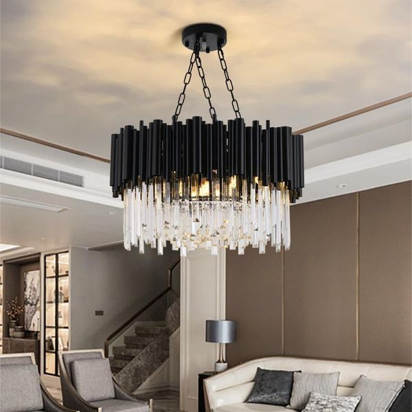 black modern chandelier lighting for living room luxury round crystal lamp home decoration chain led cristal light fixtures chandeliers
black modern chandelier lighting for living room luxury round crystal lamp home decoration chain led cristal light fixtures chandeliers