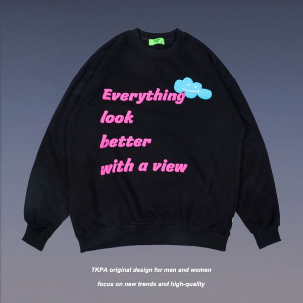 Tkpa fashion brand letter foam printing round neck Pullover Sweater men and women's Harajuku Street BF couple casual top, Black
Tkpa fashion brand letter foam printing round neck Pullover Sweater men and women's Harajuku Street BF couple casual top, Black