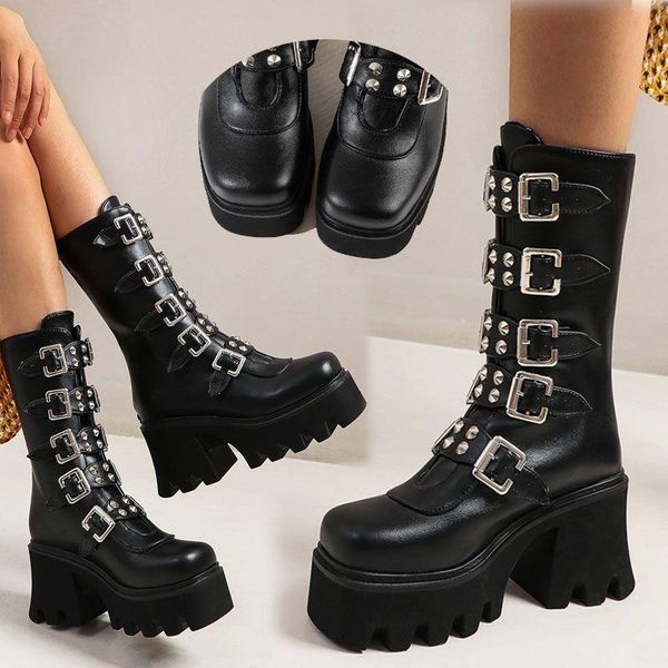 boots women's punk platform with thick bottom, high heel boots, back zipper large stage, Black
boots women's punk platform with thick bottom, high heel boots, back zipper large stage, Black