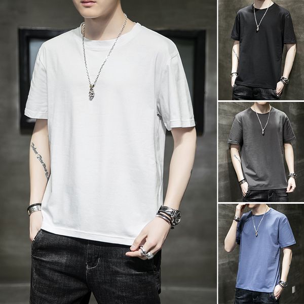 new short 2021 summer korean cotton t-shirt round neck loose half sleeve clothes men's fashion, White;black
new short 2021 summer korean cotton t-shirt round neck loose half sleeve clothes men's fashion, White;black