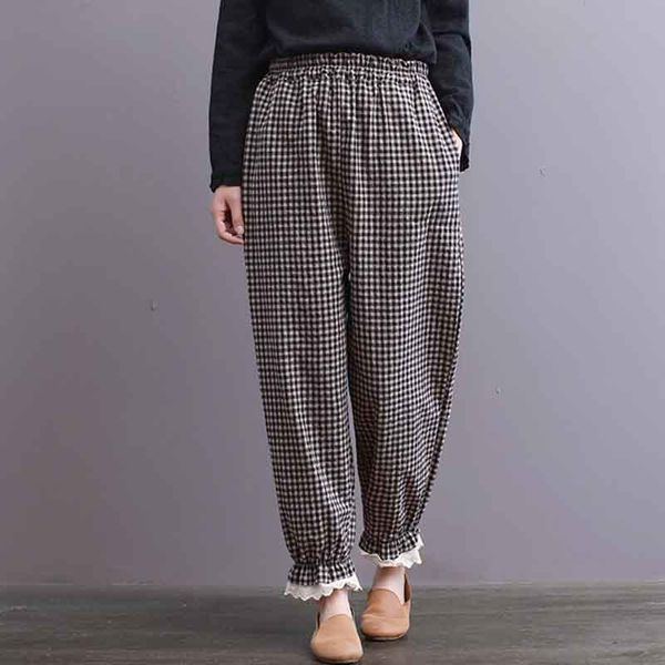 women's pants & capris 2022 summer vintage cotton linen plaid check harem women casual elastic waist pockets trousers turnip pantalon, Black;white
women's pants & capris 2022 summer vintage cotton linen plaid check harem women casual elastic waist pockets trousers turnip pantalon, Black;white