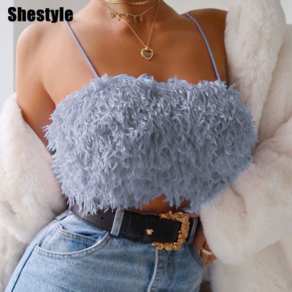 shestyle tassel fluffy 2021 summer camisole women faux fur spaghetti strap crop bustier basic polyesterby air, Black;white
shestyle tassel fluffy 2021 summer camisole women faux fur spaghetti strap crop bustier basic polyesterby air, Black;white